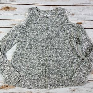 Abercrombie Kids Girls Grey Cold Shoulder Sweater Size 15 16 EUC